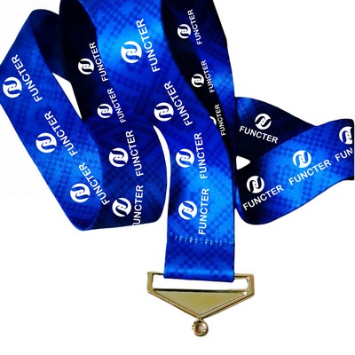 Metal Buckle Lanyard With Blue Rhombus