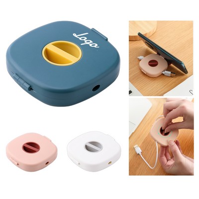 Portable Rotating Cable Organizer with Phone Stand