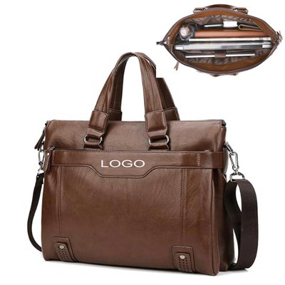 Men Briefcase Fashion Bag PU Leather Male Briefcases Handbags Laptop