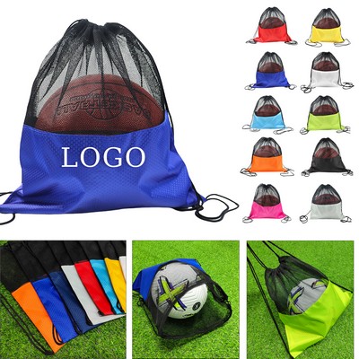 Oxford Fabric Mesh Drawstring Bag For Sports Use