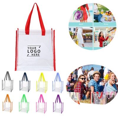 Clear Plastic PVC Reusable Tote Bags with Handles