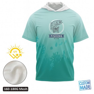 Sublimated 180G Mesh UPF Long Sleeve Hooded Fishing T-Shirt
