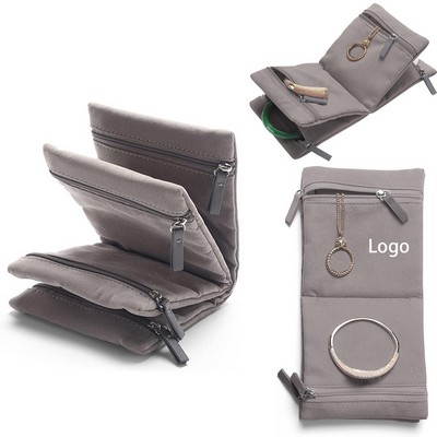 Velvet Jewelry Organizer Bag with Zipper
