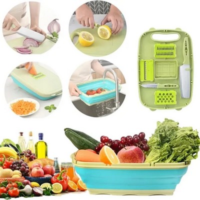 9 In 1 Multi Collapsible Cutting Board With Colander