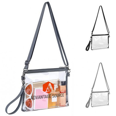 Clear Transparent PVC Crossbody Stadium Bag (10"x7.5"x1.5")