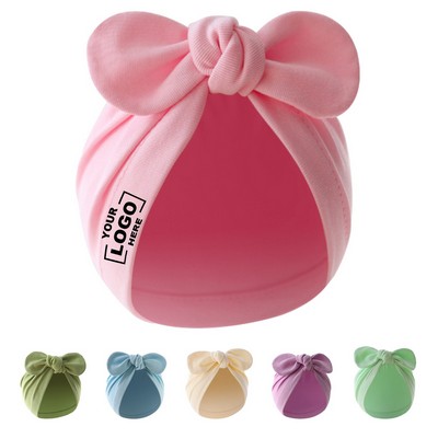 Stretchy Cotton Baby Turban Hats With Bow Accent