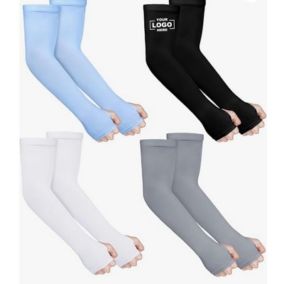UV Protection Cooling Arm Sleeves With Thumb Hole For Outdoor Sports