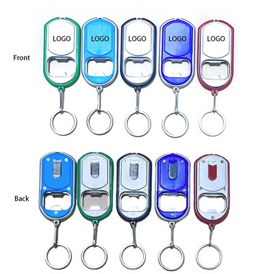 Ultra Thin Flashlight with Metal Bottle Opener and Rotating Keychain