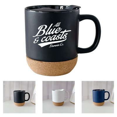 12oz Ceramic Mug with Cork Base and Splash Guard Lid