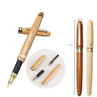 Eco Friendly Wooden And Bamboo Fountain Pen