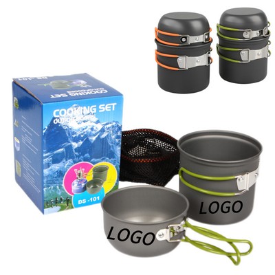 Portable Camping Cookware 2-Piece Pot Set