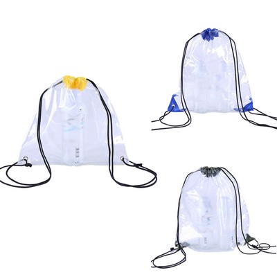 MOQ100 Transparent PVC Drawstring Bag