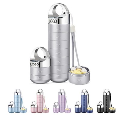 7-Day Aluminum Alloy Pill Box Portable Waterproof Outdoor Metal Case