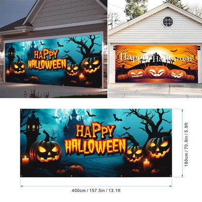 Customized Halloween Garage Door Banner Large Hanging Backdrop Holiday Party Decorations
