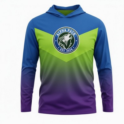 Long Sleeve Hooded T Shirt Sublimated