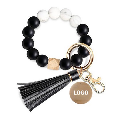 Silicone Bead Bracelet Key Chain Holder