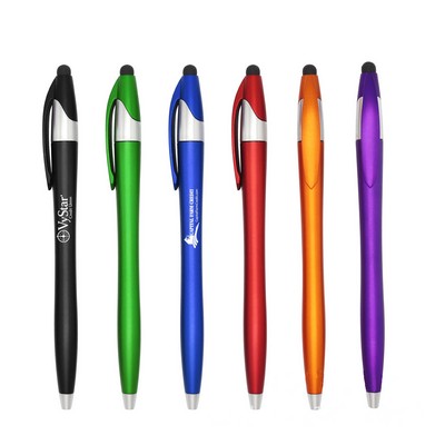 Plastic Ballpoint Pen With Stylus