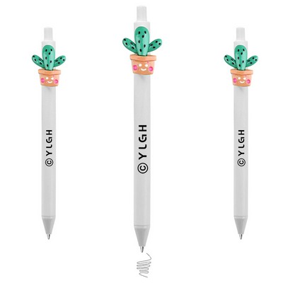 Click Activated Pen With Smile Cactus Plant Pot