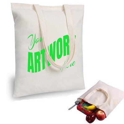 5 OZ Economical Lightweight Reusable Slim Natural Color Pure Cotton Simple Canvas Bag