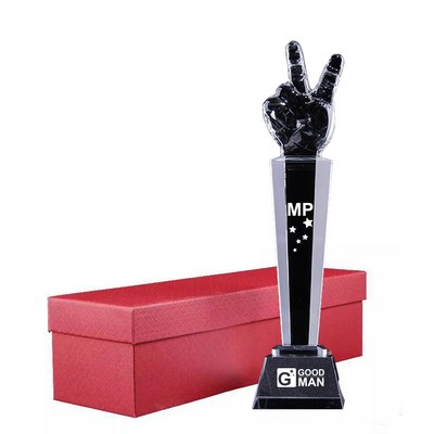 Large Thumb Crystal Glass Awards Trophy Cups