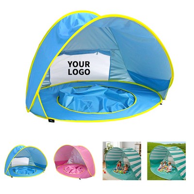Silver Coated Fabric Beach Sunshade With Wading Space 47.3" X 32.7" X 27.6"