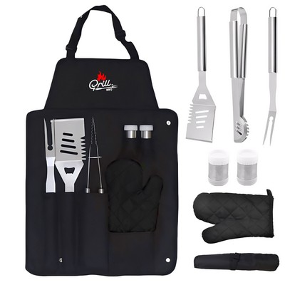 6 Pieces Apron Stainless Steel BBQ Tool Set