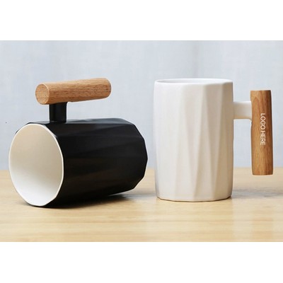 Nordic Ceramic Mug with Wooden Handle
