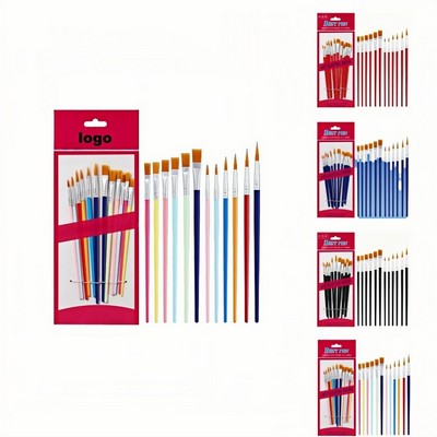 Red Handle Oil Painting Brush with Nylon Bristles and Wood Grip