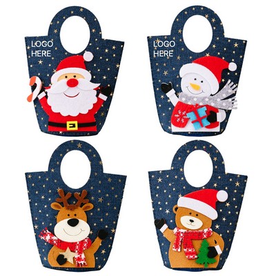 Christmas Decoration Creative Denim Tote Bag Holiday Santa Candy Bag