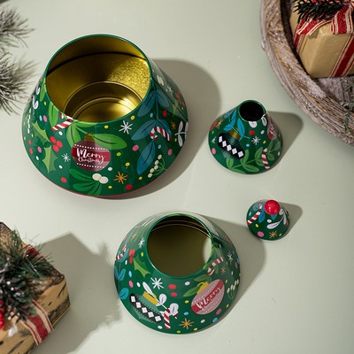 Christmas Decoration Tree Shaped Tin Can Candy Box Green Mini Tree Storage Cookie Container
