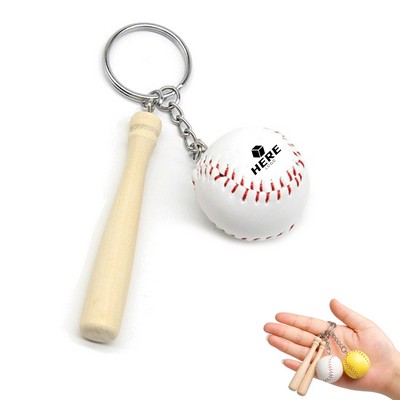 Wooden Baseball Bat Key Chain