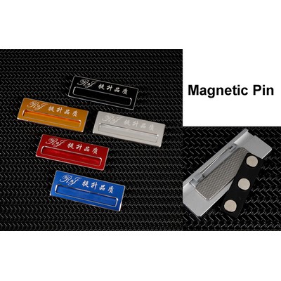 Professional Aluminum Alloy Name Tags Nameplate Badge with Safety Magnetic Pin & Window #16