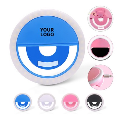 USB Charging Round Selfie LED Light With Rotating Clip