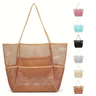Canvas Mesh Women Shoulder Handbag
