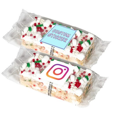 2" X 4" Handmade Marshmallow Crispy Rice Bar, Individually Wrapped With Custom Sticker
