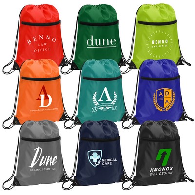 Sports Drawstring Backpack With Zipper Pocket (Ocean)