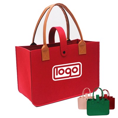 PU Double Handle Felt Tote Bag