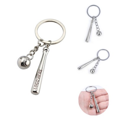 Metal Baseball Keyring Set