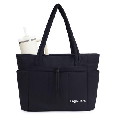 Women's Fashion Quilted Laptop Tote with Zipper for Travel