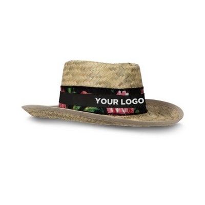 Straw Gambler Hat(black band)