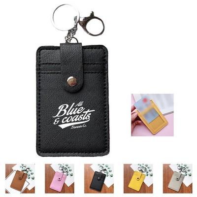 PU ID Card Wallet with Detachable Lanyard