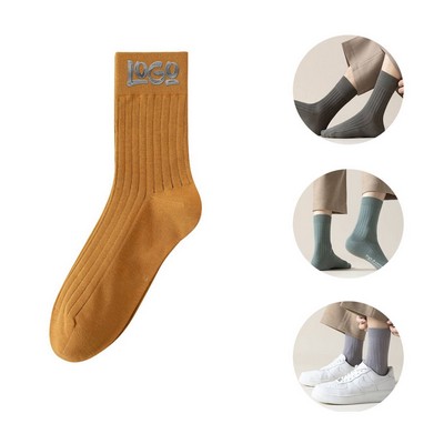 Men Sweat-Absorbing Solid Color Boneless Cotton Socks