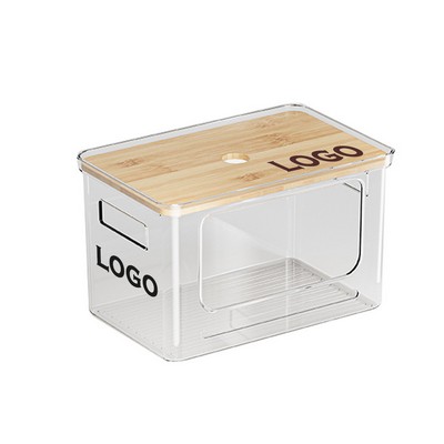 11 3/5" PET Storage Box w/ Bamboo Lid