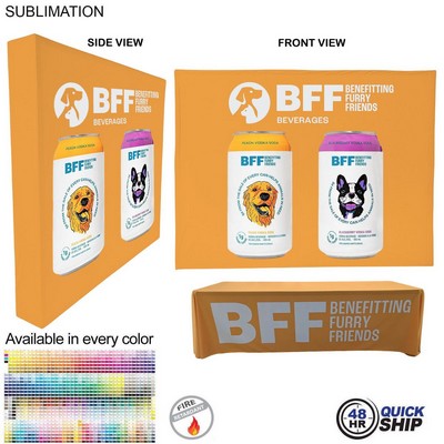 48Hr Quick - Tradeshow booth package Ultra, 10' Straight Wall with Wrap End Caps & 8' tablecloth