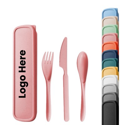 3 Pieces Wheat Straw Utensils Set