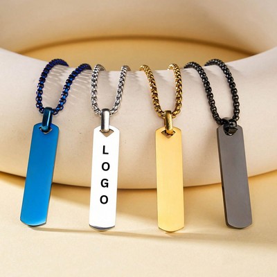 Engravable Stainless Steel Vertical Bar Necklace