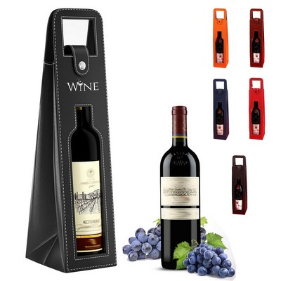 Reusable Leather Single Wine Tote Carrier