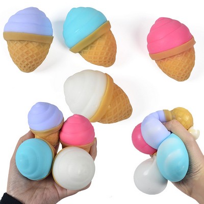 Slow-Rebound "Flour-Filled" Ice Cream Fidget Squishee TPR Sensory Stress Toy High-Aesthetic