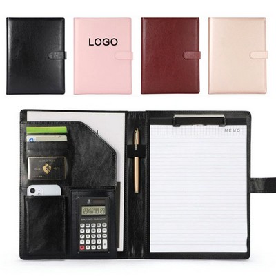 Premium PU Leather A4 Portfolio W/Calculator & Clipboard