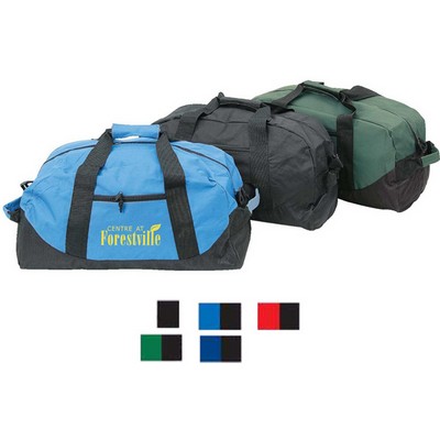 Two-Tone Duffel Travel Bag w/Side Handles